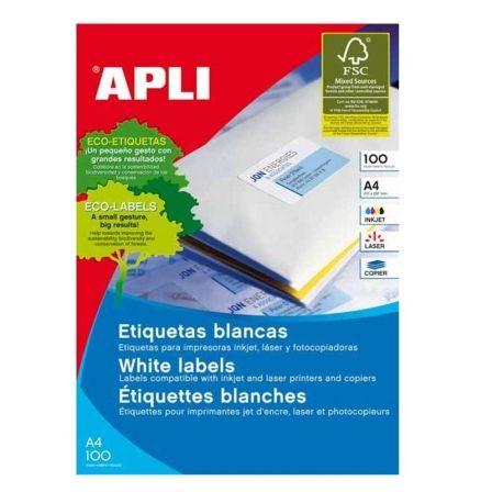 Apli Etiquetas Adhesivas Blancas 99,1x67,7mm Cantos Romos 100 Hojas Apli Etiquetas Adhesivas Blancas 99,1x67,7mm Cantos Romos 100 Hojas
